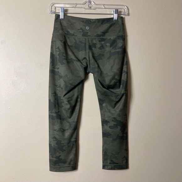 Lululemon Wunder Under Crop Legging Full On Luxtreme Savasana Camo Fatigue Green - Picture 8 of 11